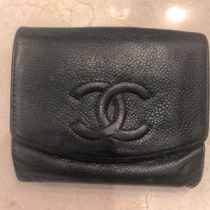 CHANEL Black Caviar Wallet. Vintage. As shown